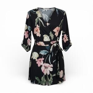 Yumi Kim Liz Romper in the "Floral State of Grace Black" pattern - Medium